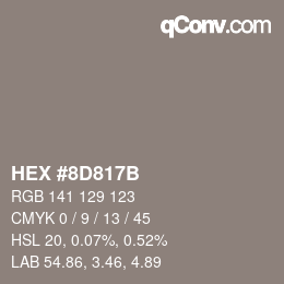 Color code: HEX #8D817B | qconv.com