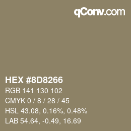 カラーコード: HEX #8D8266 | qconv.com