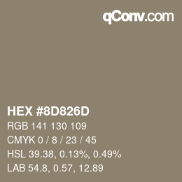 Farbcode: HEX #8D826D | qconv.com
