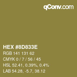 Color code: HEX #8D833E | qconv.com