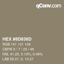 颜色代码: HEX #8D836D | qconv.com