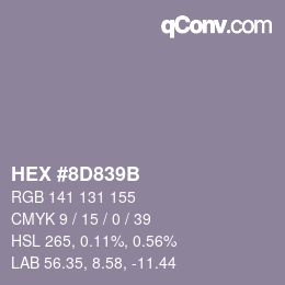 颜色代码: HEX #8D839B | qconv.com