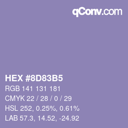 颜色代码: HEX #8D83B5 | qconv.com