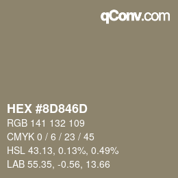 Farbcode: HEX #8D846D | qconv.com