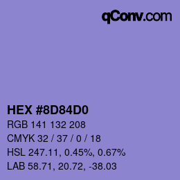 Color code: HEX #8D84D0 | qconv.com