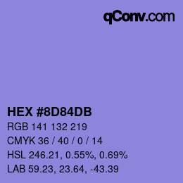 カラーコード: HEX #8D84DB | qconv.com