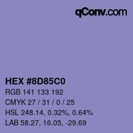 Color code: HEX #8D85C0 | qconv.com