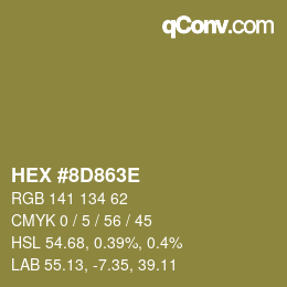 Color code: HEX #8D863E | qconv.com