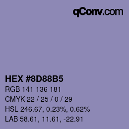 颜色代码: HEX #8D88B5 | qconv.com