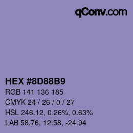 Color code: HEX #8D88B9 | qconv.com