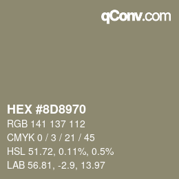 颜色代码: HEX #8D8970 | qconv.com