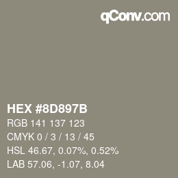 Color code: HEX #8D897B | qconv.com