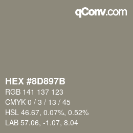 Color code: HEX #8D897B | qconv.com