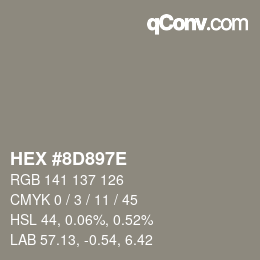 Color code: HEX #8D897E | qconv.com