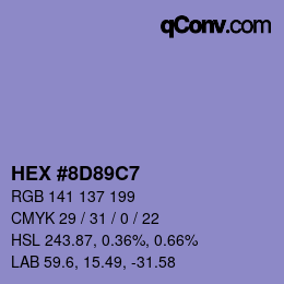 Color code: HEX #8D89C7 | qconv.com