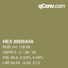 カラーコード: HEX #8D8A58 | qconv.com