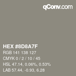 Farbcode: HEX #8D8A7F | qconv.com