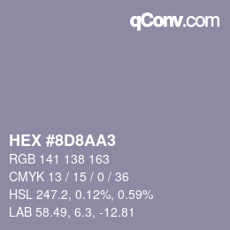 Farbcode: HEX #8D8AA3 | qconv.com