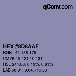 Código de color: HEX #8D8AAF | qconv.com