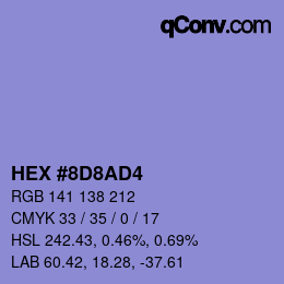 Color code: HEX #8D8AD4 | qconv.com