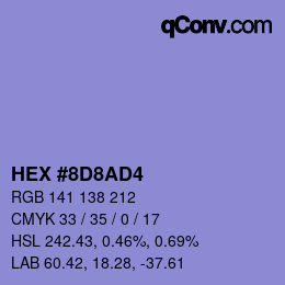 Color code: HEX #8D8AD4 | qconv.com