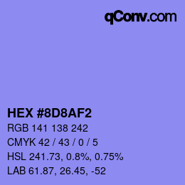 Color code: HEX #8D8AF2 | qconv.com