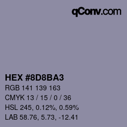 颜色代码: HEX #8D8BA3 | qconv.com