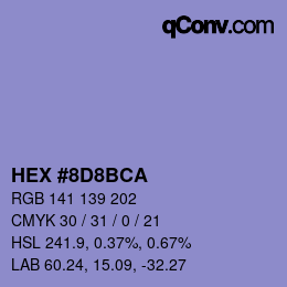 Color code: HEX #8D8BCA | qconv.com
