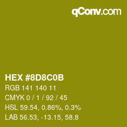Color code: HEX #8D8C0B | qconv.com