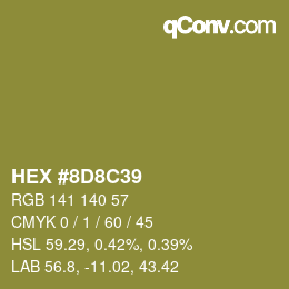 Color code: HEX #8D8C39 | qconv.com