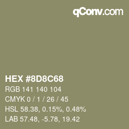 Farbcode: HEX #8D8C68 | qconv.com