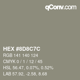 Color code: HEX #8D8C7C | qconv.com