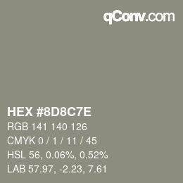 カラーコード: HEX #8D8C7E | qconv.com