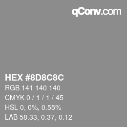 Color code: HEX #8D8C8C | qconv.com