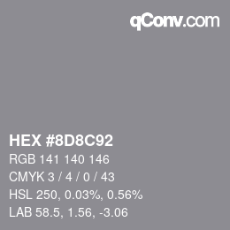 颜色代码: HEX #8D8C92 | qconv.com
