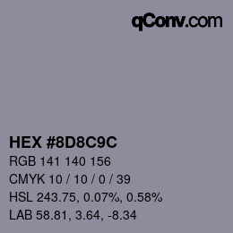 Farbcode: HEX #8D8C9C | qconv.com