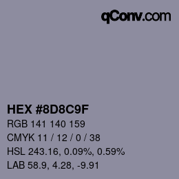 颜色代码: HEX #8D8C9F | qconv.com