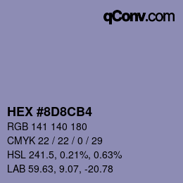 颜色代码: HEX #8D8CB4 | qconv.com