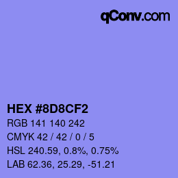 Color code: HEX #8D8CF2 | qconv.com