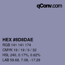 Color code: HEX #8D8DAE | qconv.com