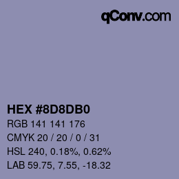 カラーコード: HEX #8D8DB0 | qconv.com