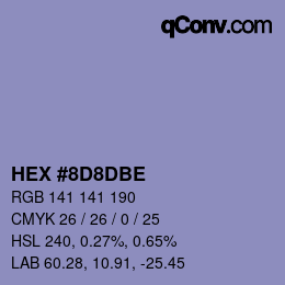 Color code: HEX #8D8DBE | qconv.com
