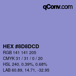 Color code: HEX #8D8DCD | qconv.com