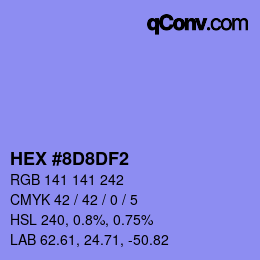 Color code: HEX #8D8DF2 | qconv.com