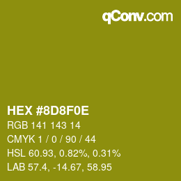 Color code: HEX #8D8F0E | qconv.com