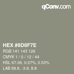 Color code: HEX #8D8F7E | qconv.com
