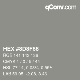 Color code: HEX #8D8F88 | qconv.com