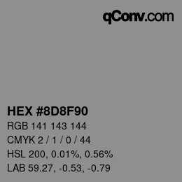 カラーコード: HEX #8D8F90 | qconv.com