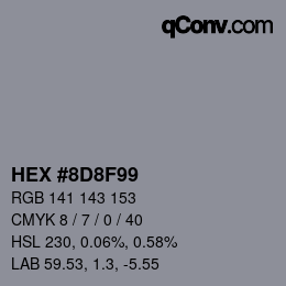 Color code: HEX #8D8F99 | qconv.com