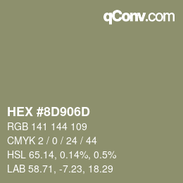 Color code: HEX #8D906D | qconv.com